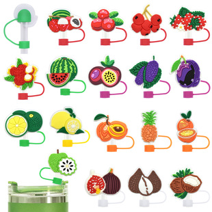 Cross-border new cartoon fruit straw cap 10mm party decoration straw fruit umbrella straw lid dust cap