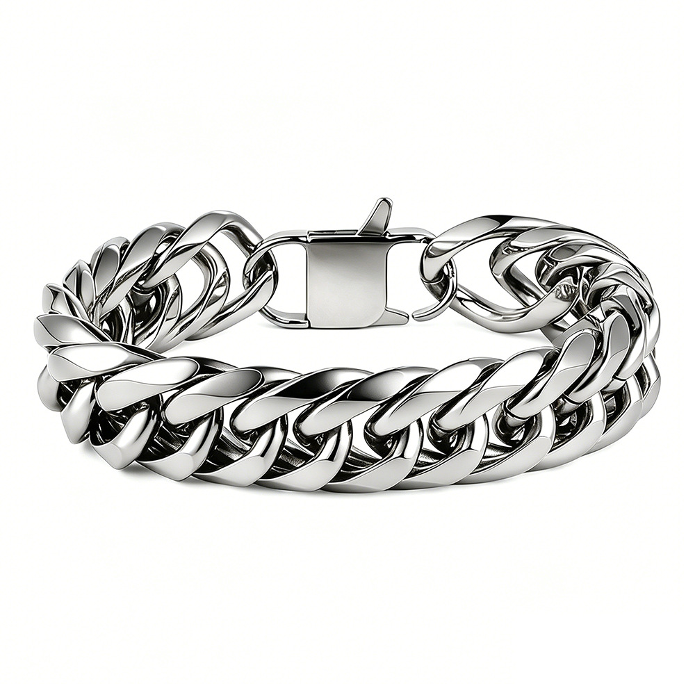 2025 k-estilo de tendencia creativa personalizada, collar de acero inoxidable y titanio, pulsera, cadena para hombres, hebilla cuadrada, cadena cubana para hombres