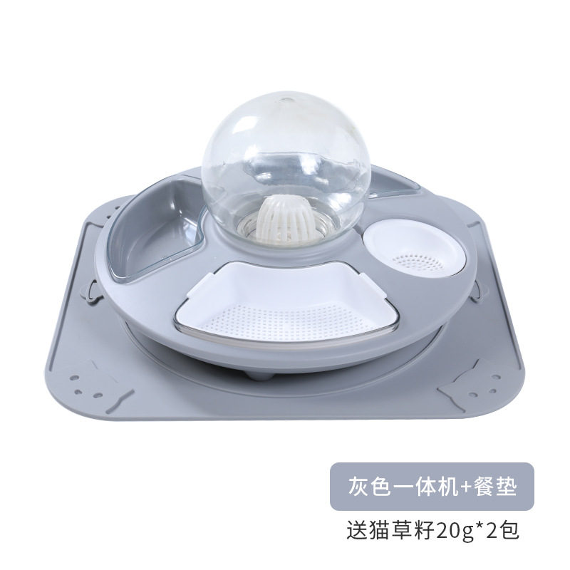 Multi-Función de alimentador de gato automático beber Pet Bowl gato hierba cuenca antidetonantes vajilla gato tazón de arroz tazón de agua