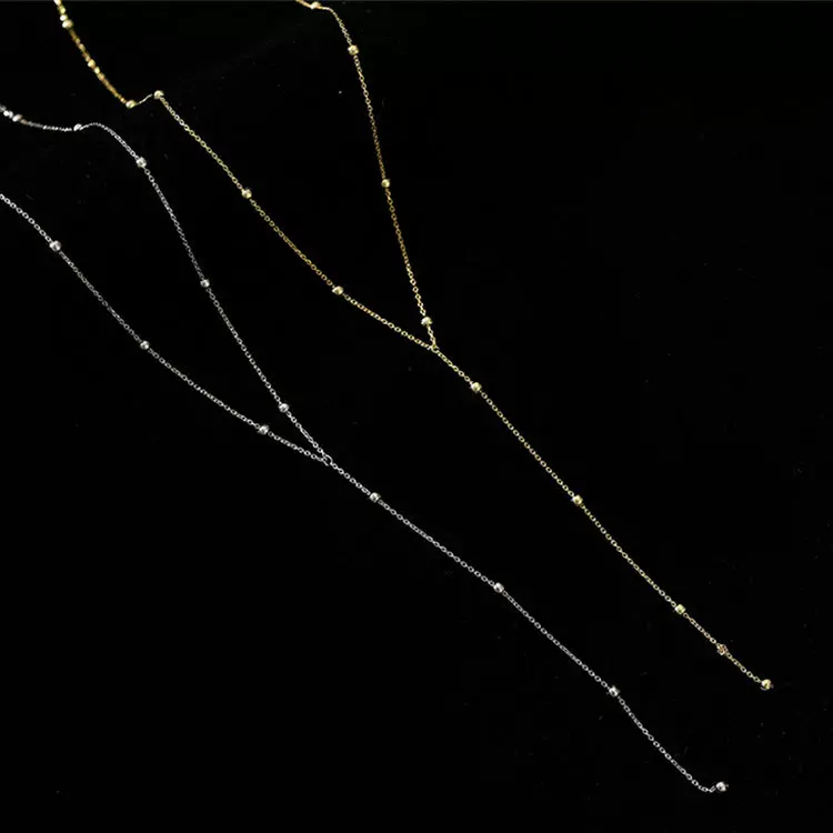 巨丰925纯银圆珠流苏项链 新款简约锁骨链 时尚个性气质颈链