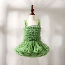 牛油果绿色tutu裙凸凸吊带兔兔连衣裙新款加蓬蓬裙蛋糕裙一件代发