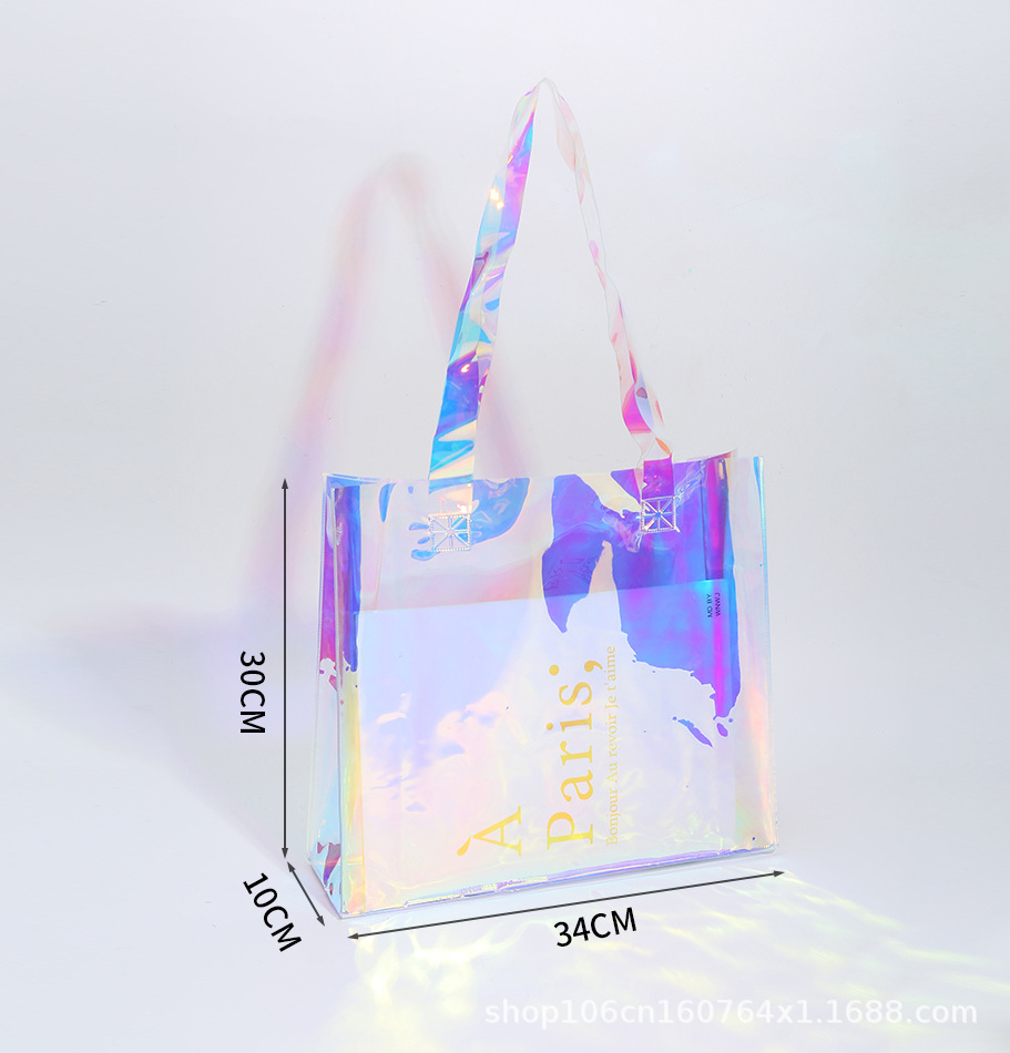 Bolsas láser se pueden personalizar bolsas de plástico de PVC bolsos de regalo transparentes de alta gama bolsas de regalo tpu deslumbrantes bolsas de gelatina personalizadas
