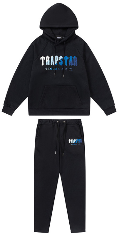 Trapstar Rainbow degradado carta cabeza de tigre bordado con capucha suéter pantalones largos deportes casual traje forrado de lana