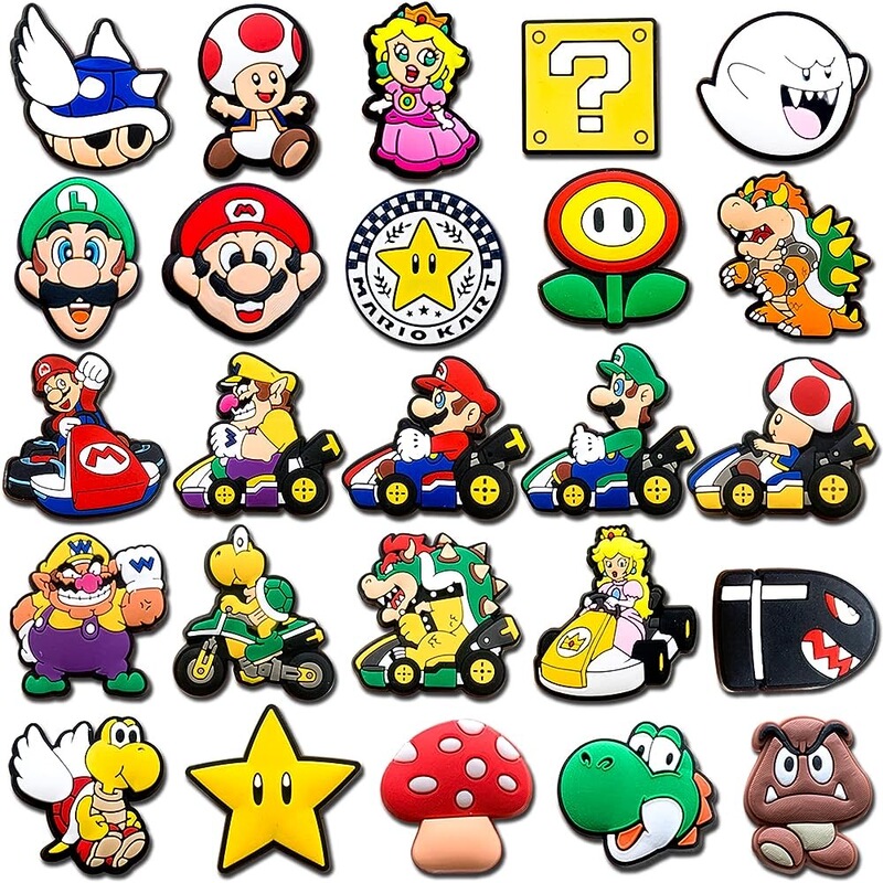 Super Mario Mario Mario Shoes Flower Hole Shoes Diy Accessories Shoe Buckle PVC Soft Glue Garden Shoes Accessories