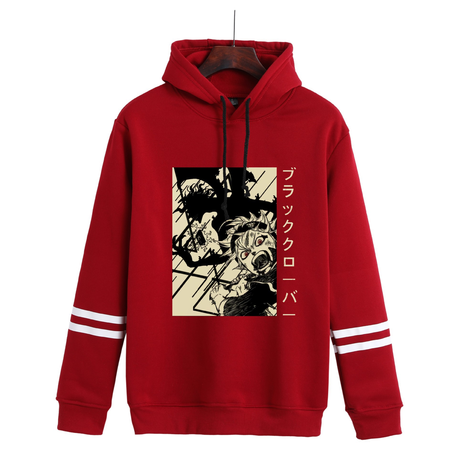 Sudadera con capucha con estampado periférico de trébol de cuatro hojas negro de anime suéter suelto casual transfronterizo
