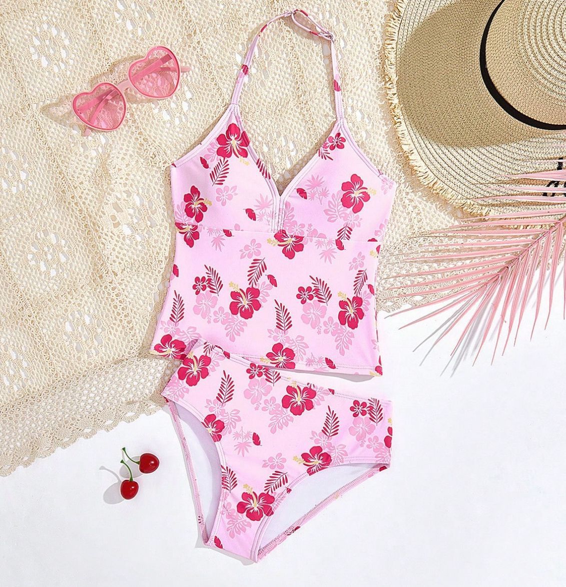 Bikini badset för flickor tvådelad strandkläder sommar_voghion.com
