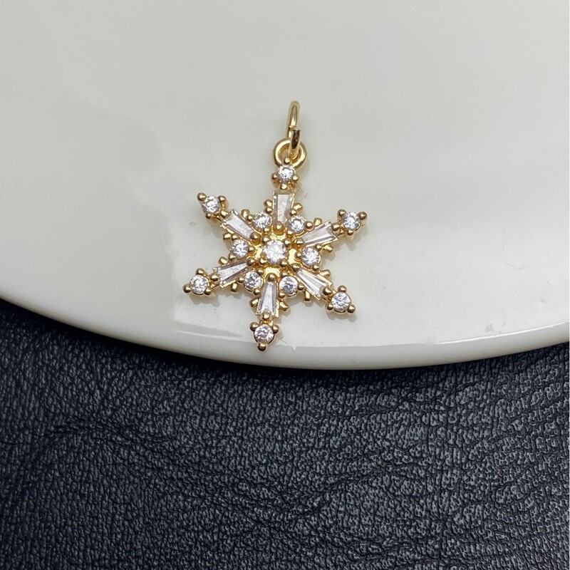 保色满钻锆石雪花吊坠穿珠手工水晶文玩手串手链DIY饰品配件串珠|undefined