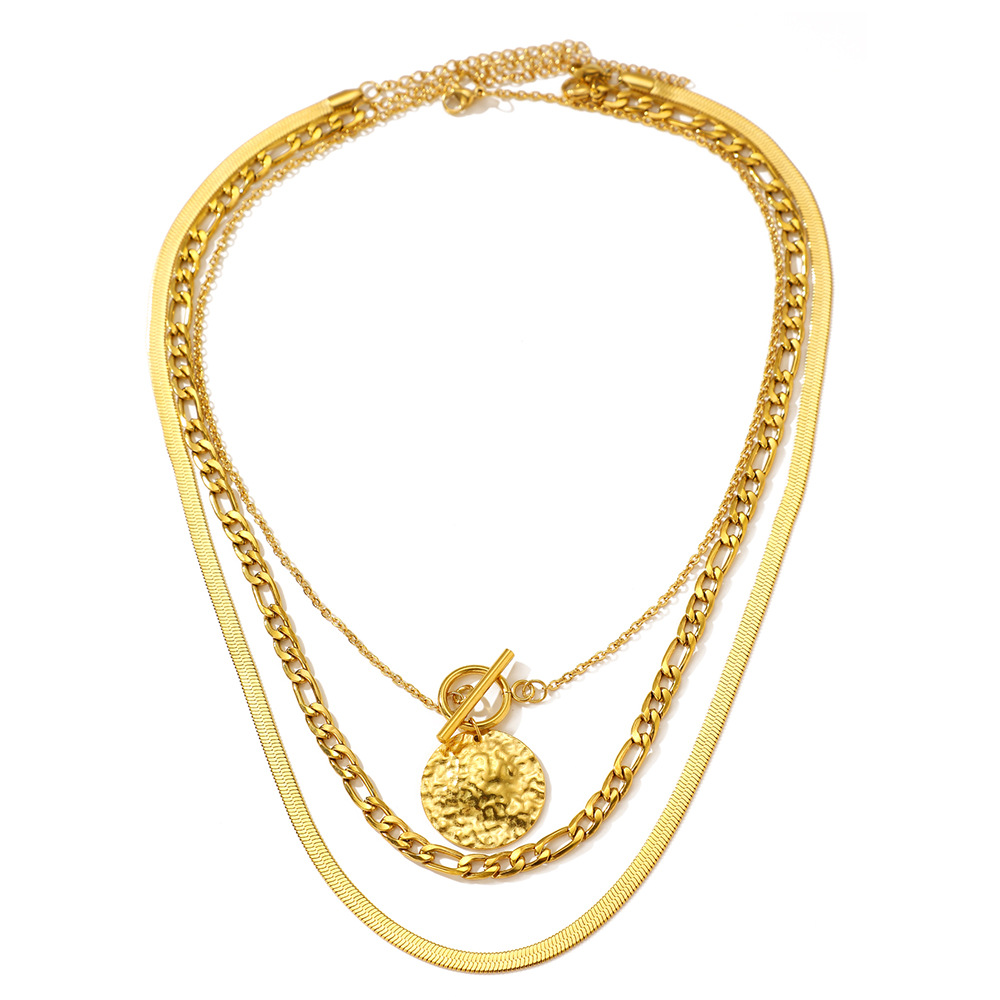 Cuban Link Necklace For Men Stainless Steel Three Layer Minimalist_voghion.com