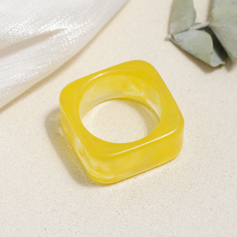 Fashion Style Candy Color Square Resin Ring Set display picture 7