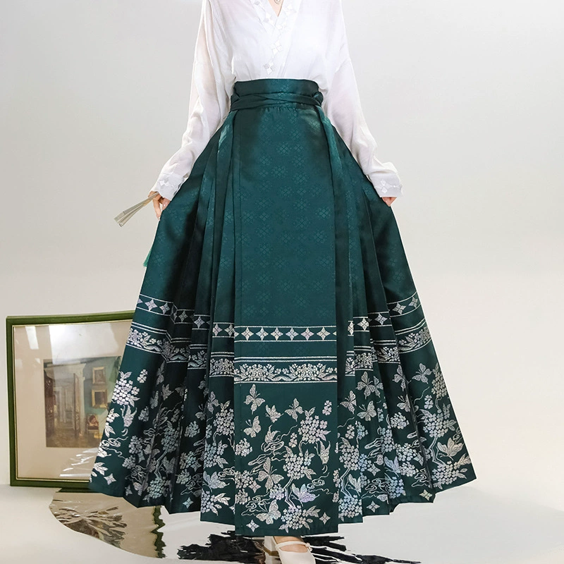 Skirt, genuine set, red Hanfu
