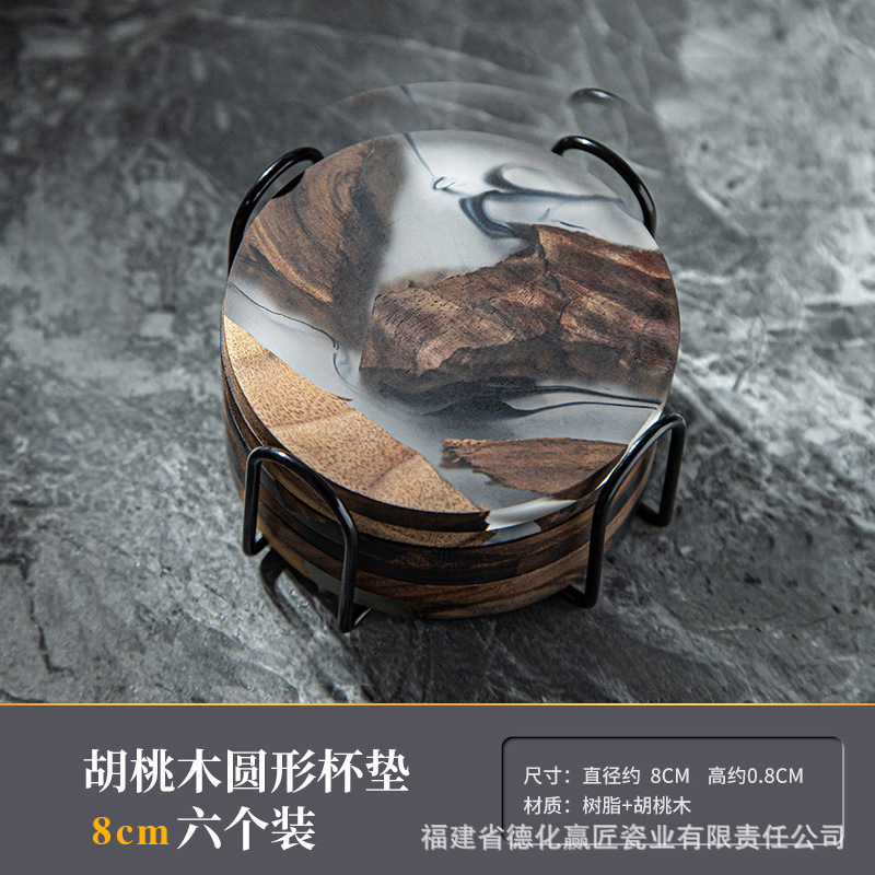 Taza de té de madera de nuez negra transfronteriza almohadilla de café aislante de calor almohadilla de té retro lujosa oficina doméstica