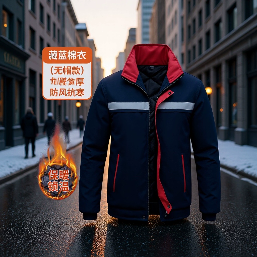 Зимний хлопковый рабочий костюм с отражающими элементами для мужчин и женщин, на флисовой подкладке, утолщенный, морозостойкий и теплый хлопковый комплект одежды с отражающими элементами для службы.