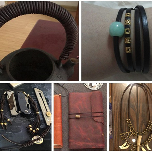 3mm 4MM5 Thick Retro Old Coffee Round Cowhide Rope DIY Material Bracelet Necklace Jewelry Rope