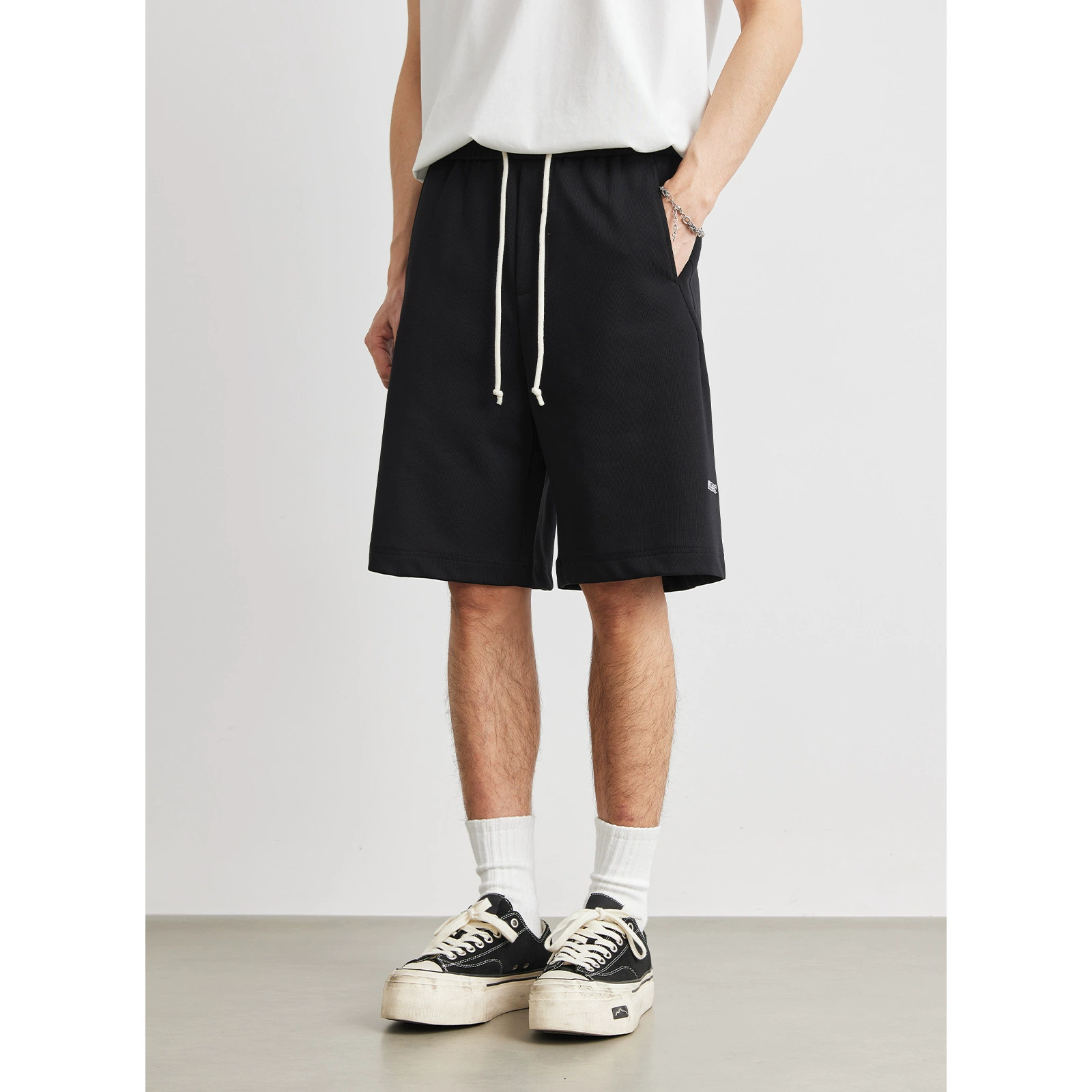 Summer shorts, sports retro trousers for leisure, with embroidery, oversize