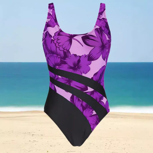 Bandeau Swimwear Summer One-Piece Slimming Swimwear Flower Print Vacation Women WT01