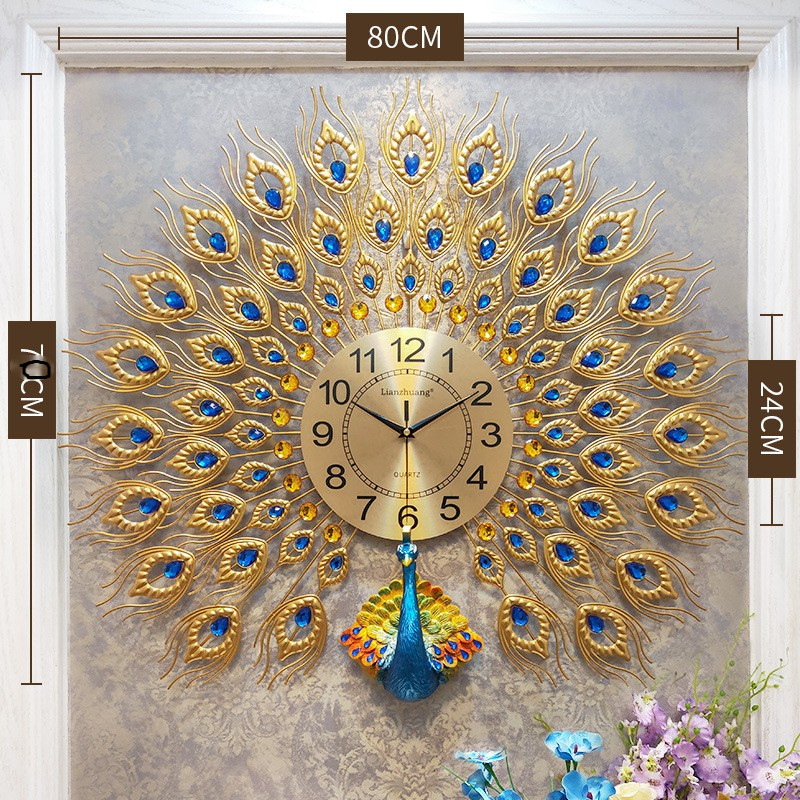 Venta directa de fábrica Reloj de pared de pavo real Sala de estar Reloj creativo de moda para el hogar Reloj europeo de decoración simple y silencioso