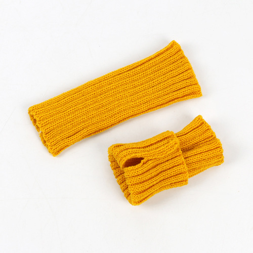 Autumn and winter acrylic wool gloves warm arm sleeves leaky fingers autumn and winter fake sleeve sleeves cross-border knitted gloves hand warmers