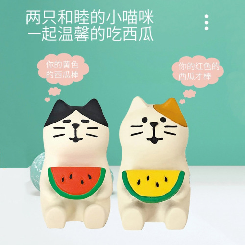 ZAKKA Cat Summer Watermelon Kingdom Japanese Grocery Creative Pop Culture Gift INS Craftwork Resin Miniature Ornament