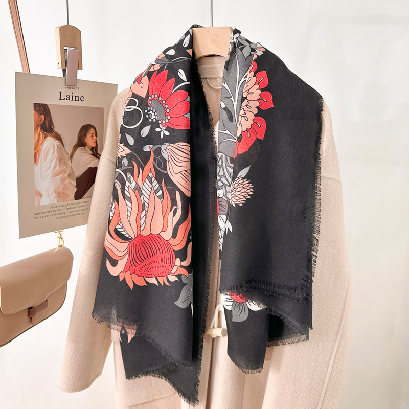 Otoño y invierno nuevo temperamento de cuello caliente para quitar la toalla cuadrada impresa bufandas de estilo coreano 130CM