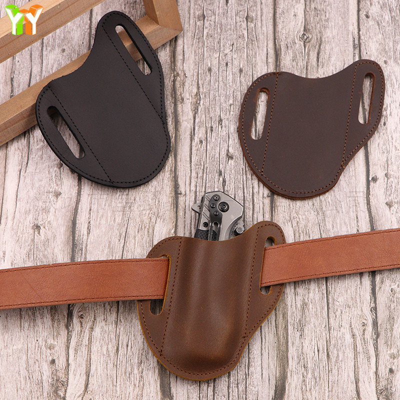 跨境热销牛皮折叠军刀收纳包户外工具腰包可穿腰带EDC便携工具袋