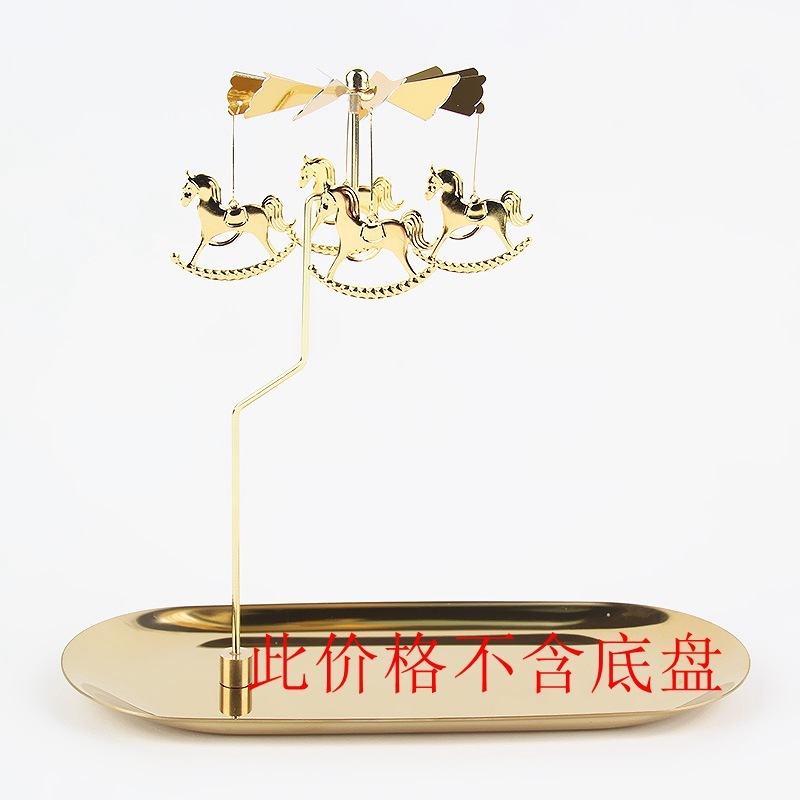 旋转走马灯烛台转运风车 磁铁支撑杆礼品伴手礼 金色香薰蜡烛盘|undefined