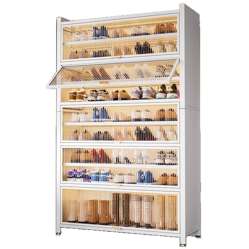 家庭用玄関用スチール製下駄箱、多層収納キャビネット、玄関ホール、大容量跳ね上げドア収納キャビネット、防塵靴ラック|undefined