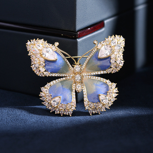 New retro elegant temperament corsage women's autumn and winter dress cheongsam with enamel pin buckle dripping oil butterfly brooch