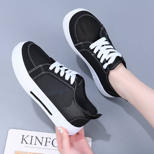 Sandals for Women, Breathable Mesh White Shoes for Women, Summer Thin Mesh Canvas Shoes, Versatile Thick-Soled Hollow Sports Mesh Shoes