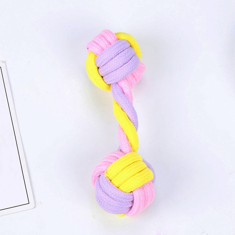 Suministros populares de juguetes para mascotas japoneses y coreanos, juego de juguetes duraderos para perros resistentes a las mordidas, juguete de pelota con nudo de cuerda para cachorros.
