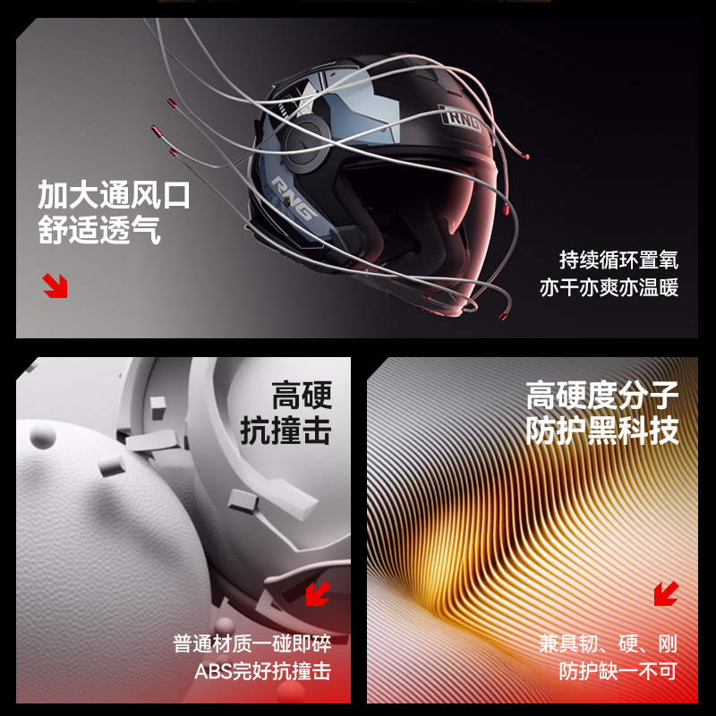 RNG marca comercio exterior transfronterizo 3C / DOT certificado casco de motocicleta casco de bicicleta casco anti-colisión adulto casco anti-caída