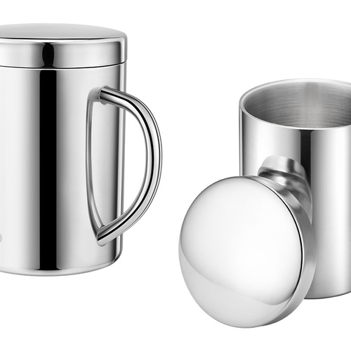 304 stainless steel double-layer insulated cup children's milk cup coffee cup with lid insulated anti-scalding cup tea anti-fall cup