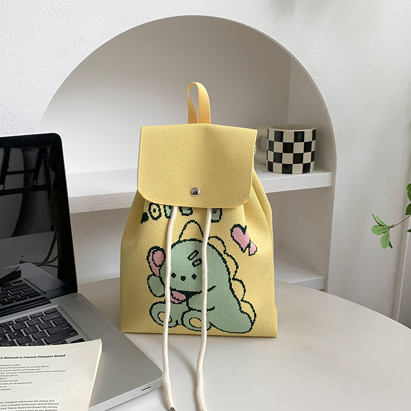 Mochila de alta calidad para damas nueva personalidad de dibujos animados versátil de gran capacidad de viaje bolsa de tejido portátil mochila de punto