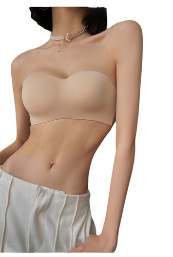 Strapless underwear for women, non-slip, summer, small breast, bandeau style, seamless back bra, thin bra set