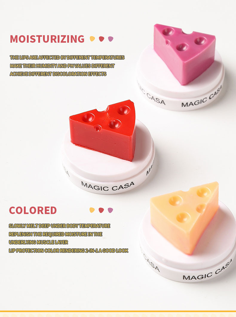 MAGIC CASA thermochromic cheese cheese-shaped lipstick is a transparent lipstick that does not fade easily Item Picture