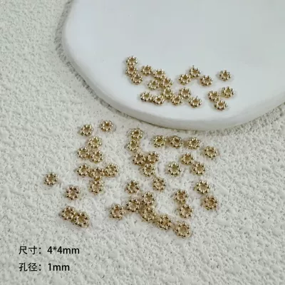 Plastic CCB snowflake small flower beads geometric perforated cross-border DIY handmade jewelry bracelet necklace accessories (Zərgərlik ara hissələri) - gold-4mm-1000-pcspack