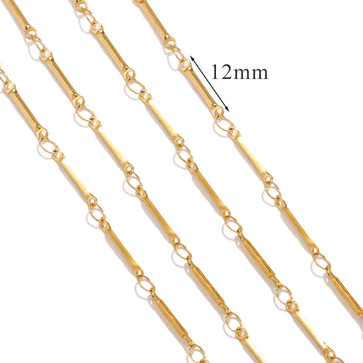 Accesorios de cadena de acero de titanio acero inoxidable galvanizado 18K oro palo S cadena no se desvanece en joyas de viento