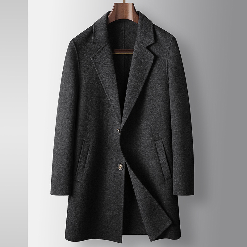 Mens Double Sided Wool Overcoat Mid Length Lightweight Business Casual Autumn Winter Collection Wholesale Available