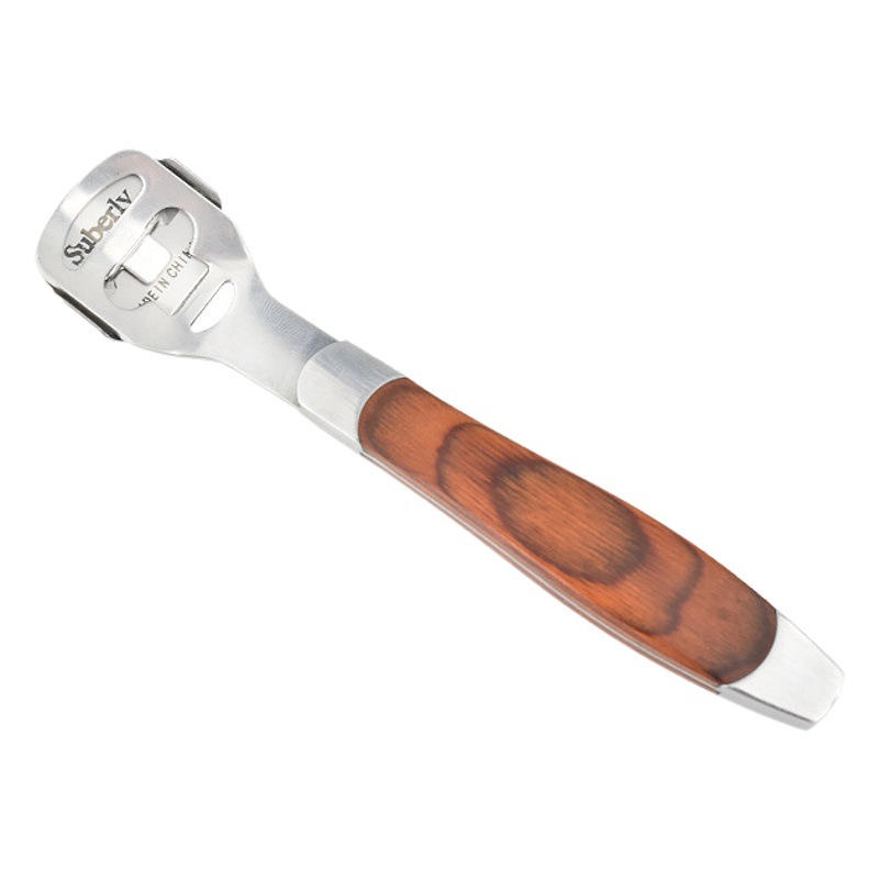 Solid wood color wood grain pedicure knife foot grinder stainless steel peeling Planer foot scraper foot cutter foot cutter suit tool