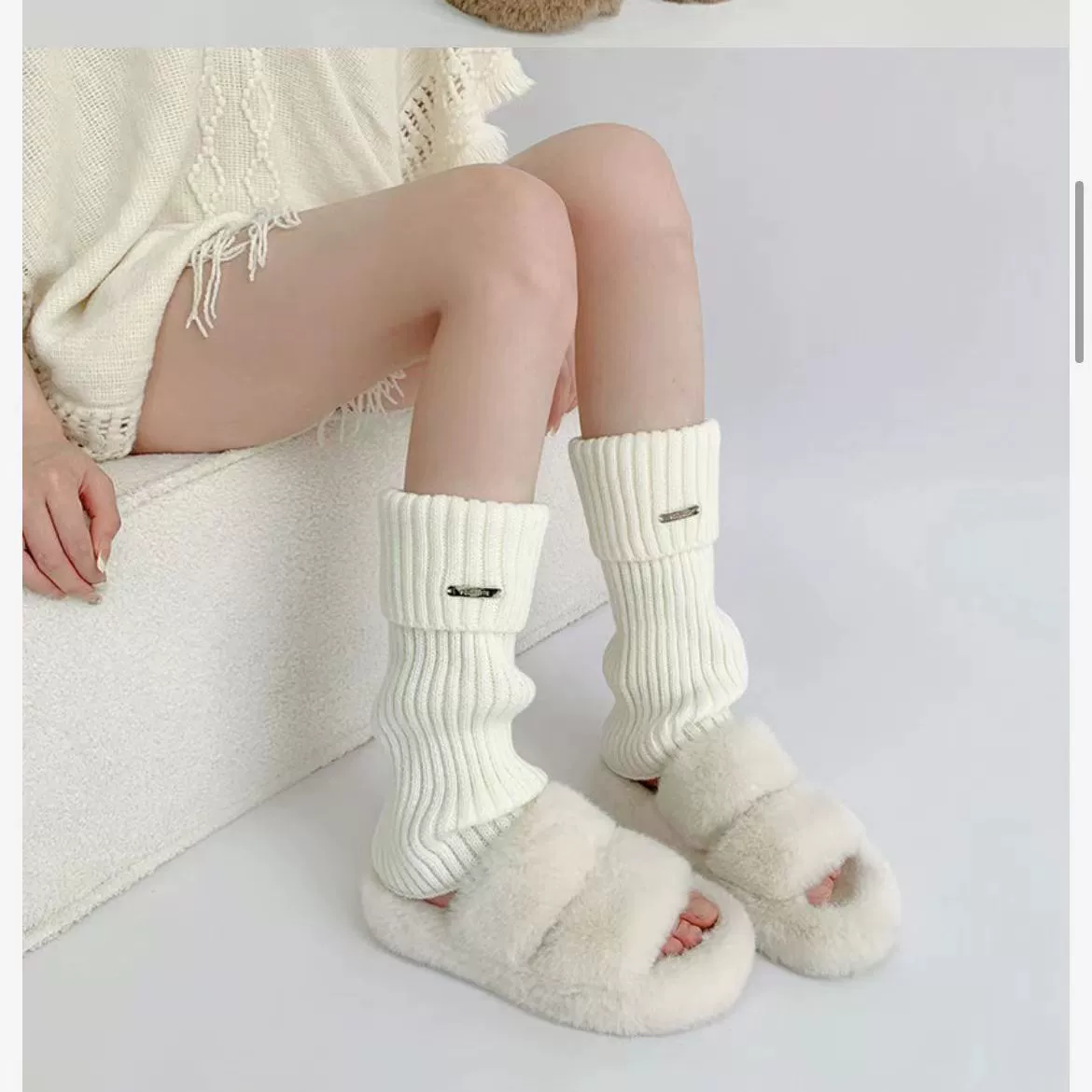 Осенне-зимние свободные гетры в японском стиле, вязаные носки для девочек с металлическим логотипом, теплые вязаные бахилы для женщин, осень и зима