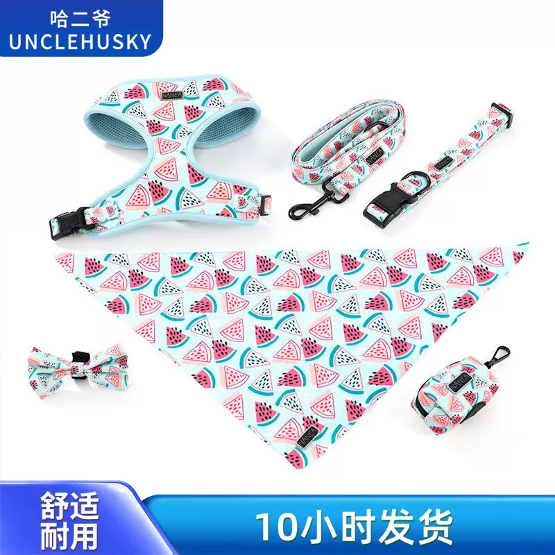 哈二爷狗狗牵引绳六件套胸背式宠物牵引绳狗项圈批发遛狗绳套装