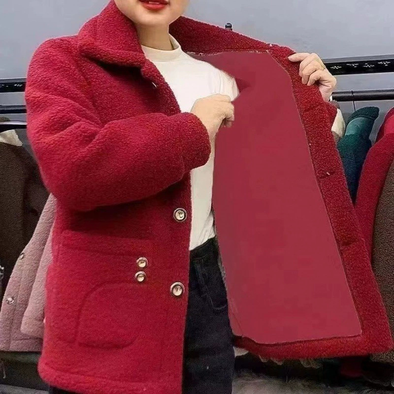 Velvet keep warm long jacket, mid length, mid-length