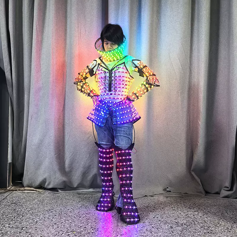 LED幻彩光女款表演服酒吧透明创意发光服COS派对化妆服装道具女装