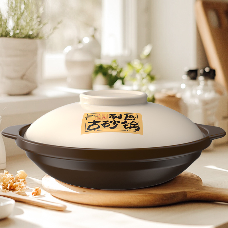 Household heat-resistant casserole shallow pot rice commercial wholesale large capacity gas stove special casserole dry without cracking Household heat-resistant casserole shallow pot rice commercial wholesale large capacity gas stove special casserole dry without cracking