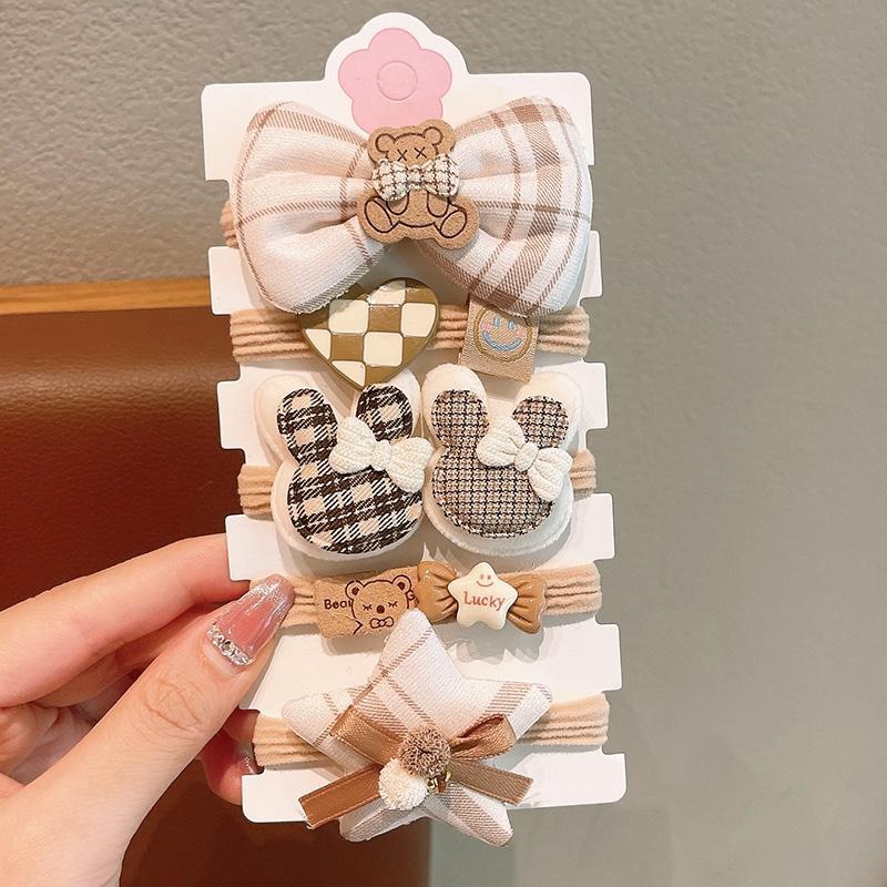 2024 nuevo otoño y invierno adorable diario versátil anillo de cabello de niña cuerda de cabeza dulce curry cola de caballo no daña joyas de cabello