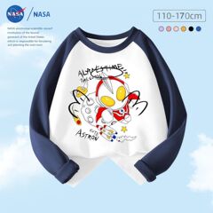 NASA迪迦奥特曼拼接长袖T恤吸汗春秋男款柔软亲肤保暖纯棉上衣潮