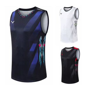 New badminton clothes men's sleeveless top quick-drying transparent summer breathable sports jersey competition training vest 837