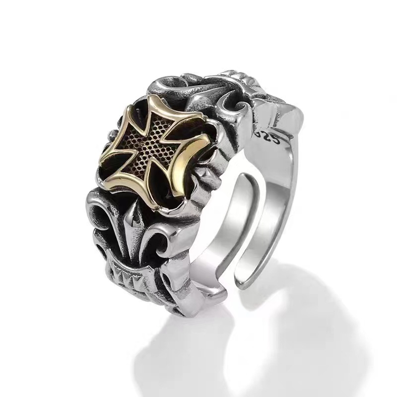 13g Weight Adjustable Ring Classification Adjustable Ring Size 1 Piece Quantity Daily, Street Occasion Alloy Material Cross Pattern Men's Gender Plating Design Retro Style Wholesale Jewelry Retro Cross Alloy Plating Adjustable Ring 14