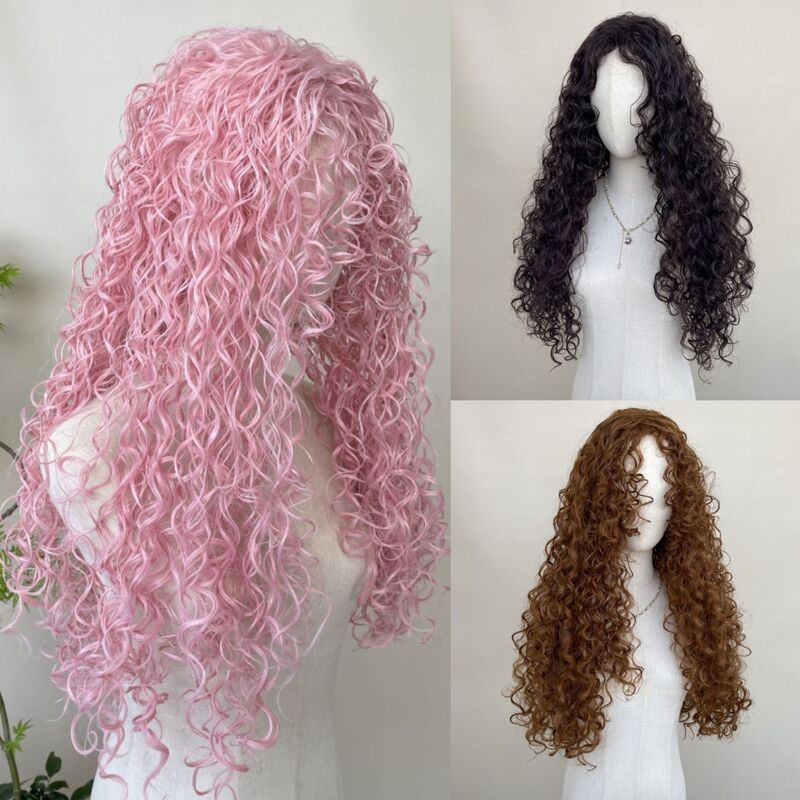 European and American wig matte pink Latin American curly hair synthetic woven wig in stock wholesale