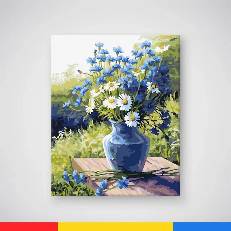 Pintura al óleo digital DIY pintura al óleo relleno floral ventana flores regalos de cumpleaños hechos a mano DIY pintura al óleo relleno moderno minimalista