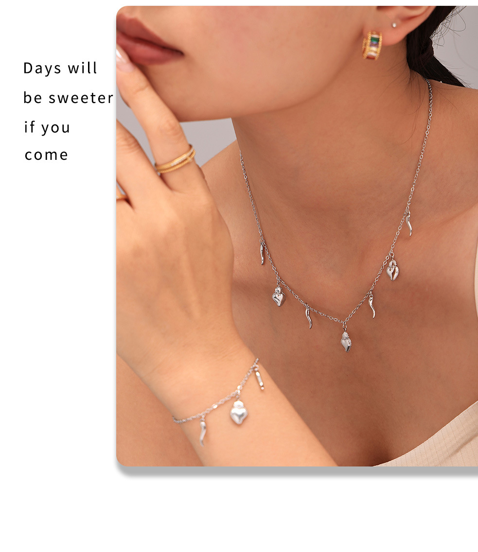 Square Sugar Stainless Steel Necklace And Bracelet Jewellery Set_voghion.com